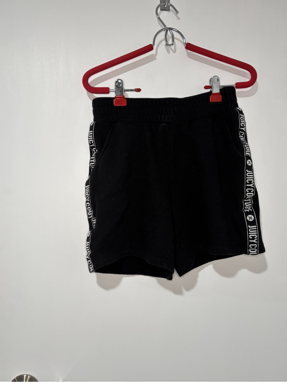 Juicy Couture Black Shorts with Logo Side Tape
